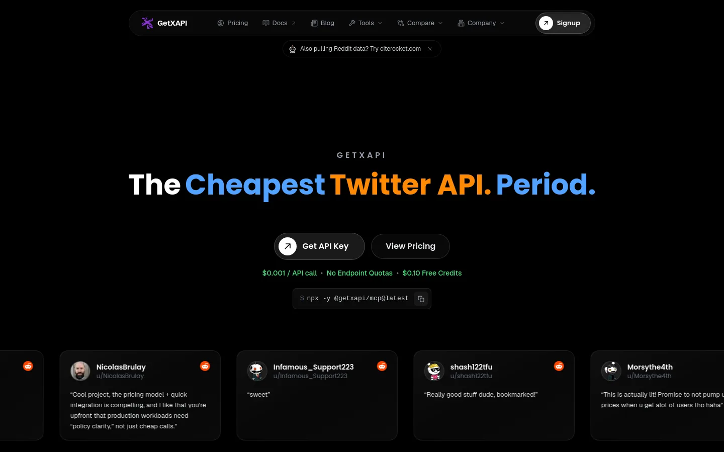 getxapi.com Hero section