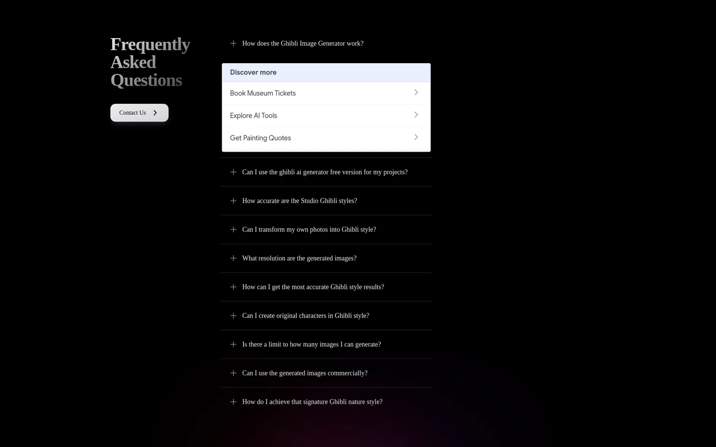 ghibliimagegenerator.com — a real FAQ section