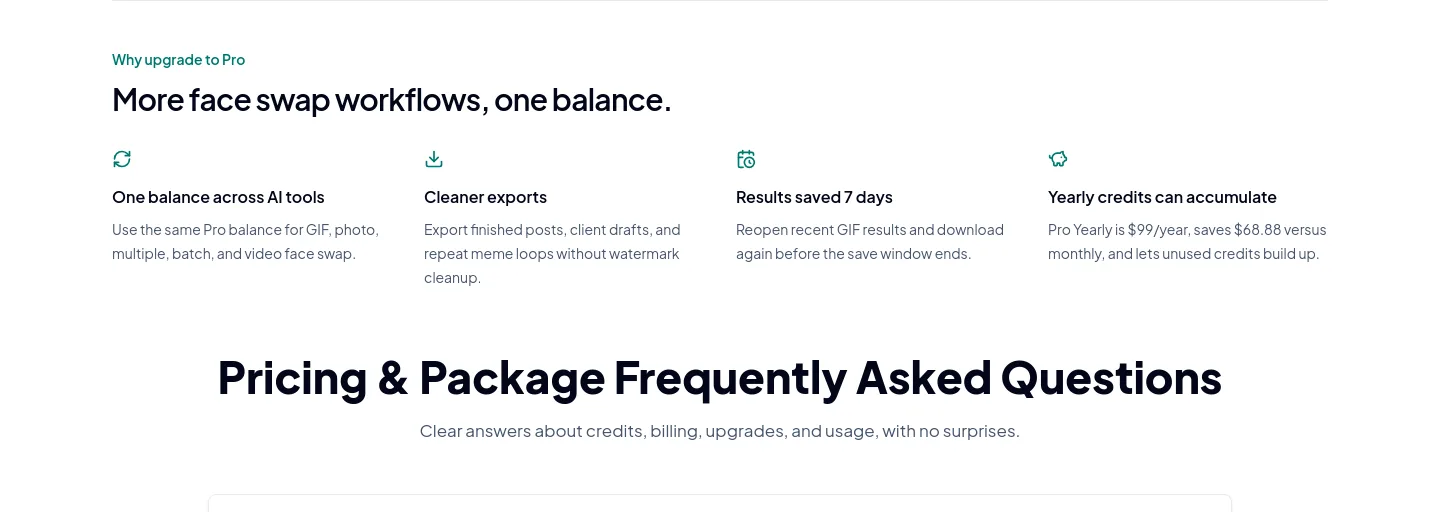 giffaceswap.org Pricing section