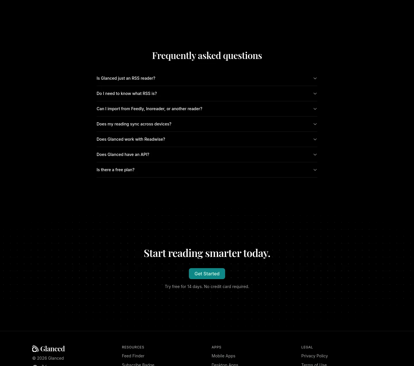 glanced.io FAQ section