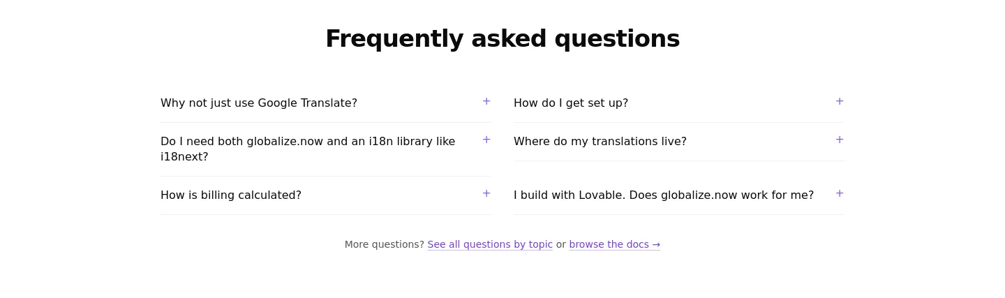 globalize.now FAQ section