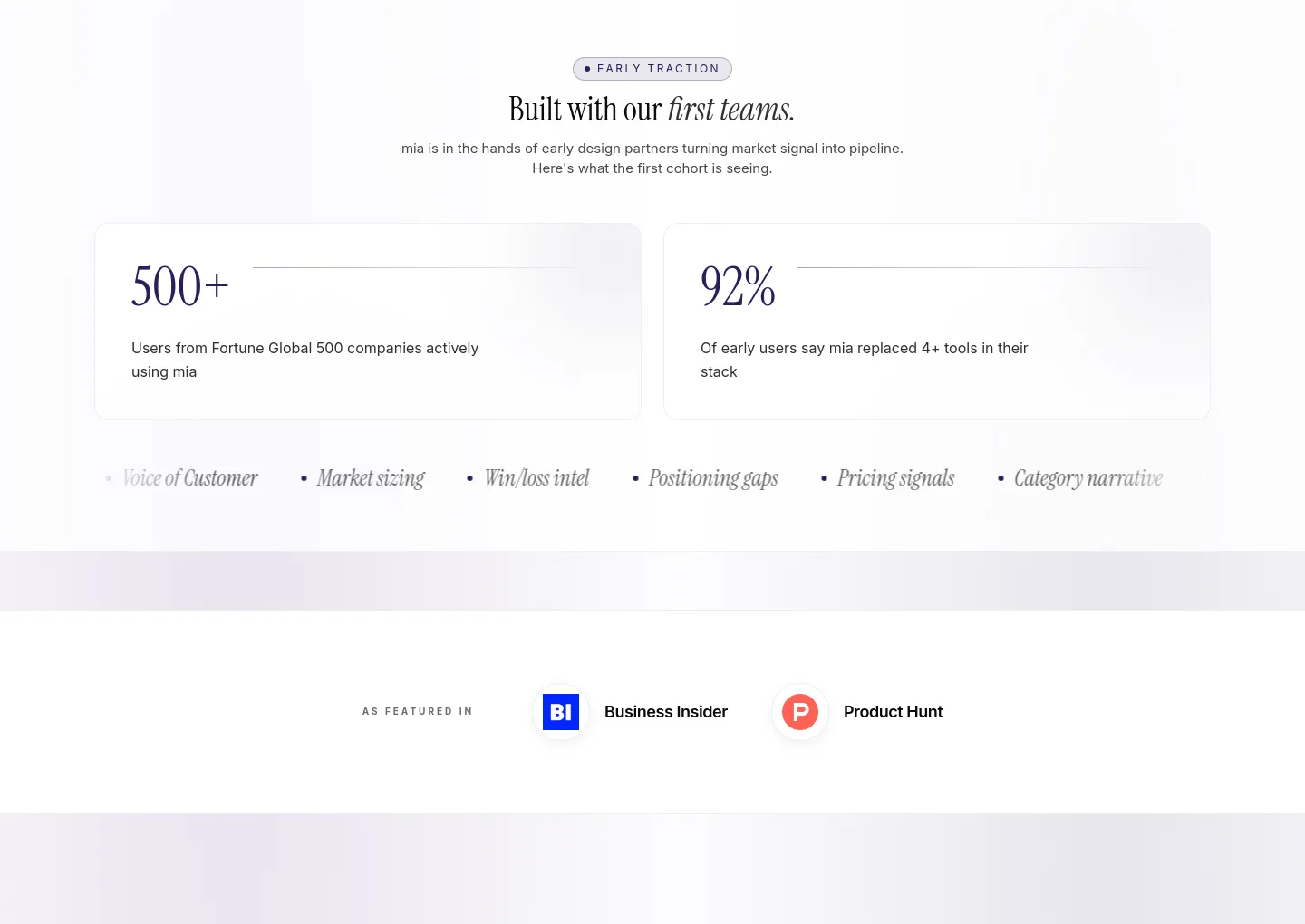 gomia.ai — a real Stats section