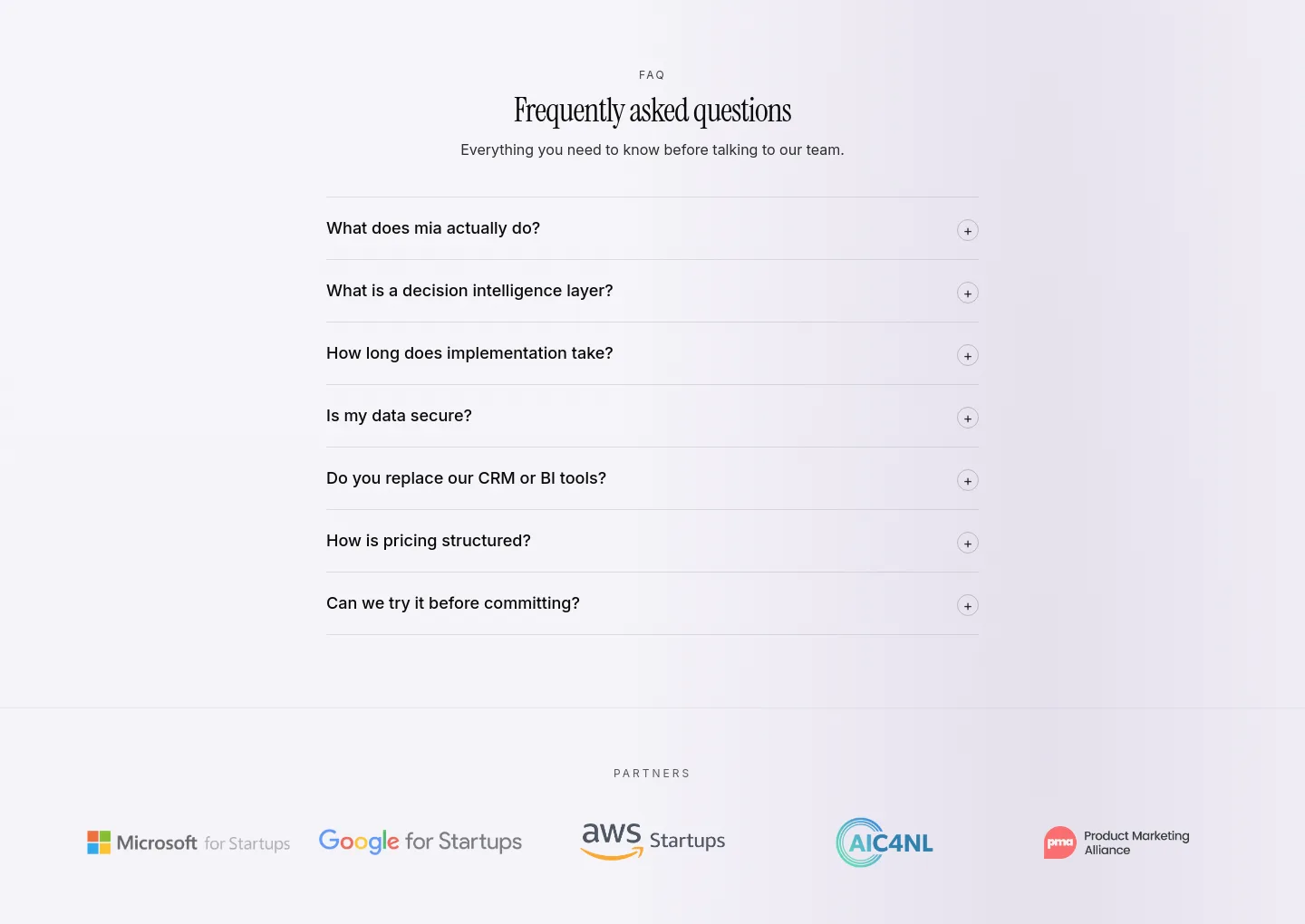 gomia.ai FAQ section