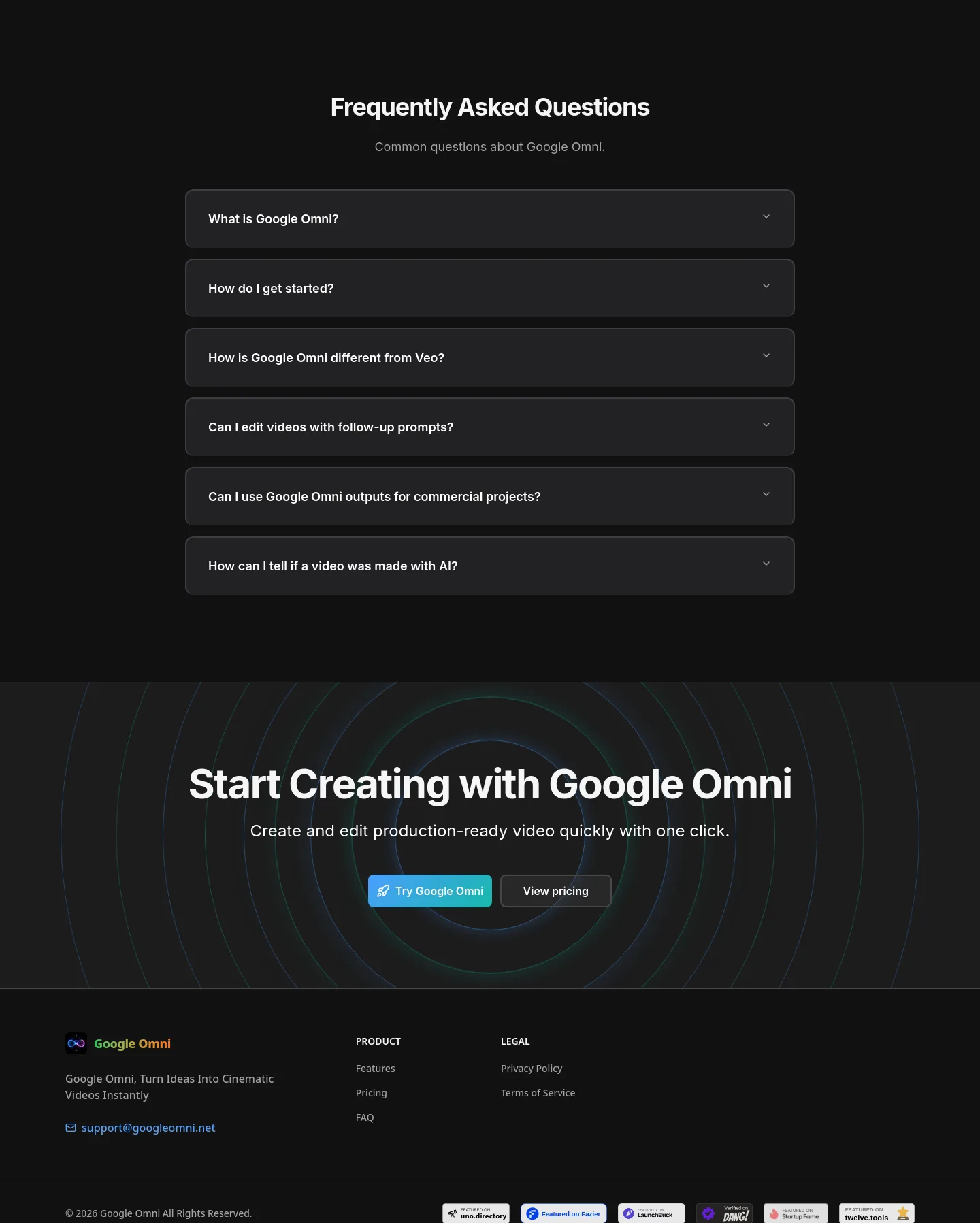 googleomni.net — a real FAQ section