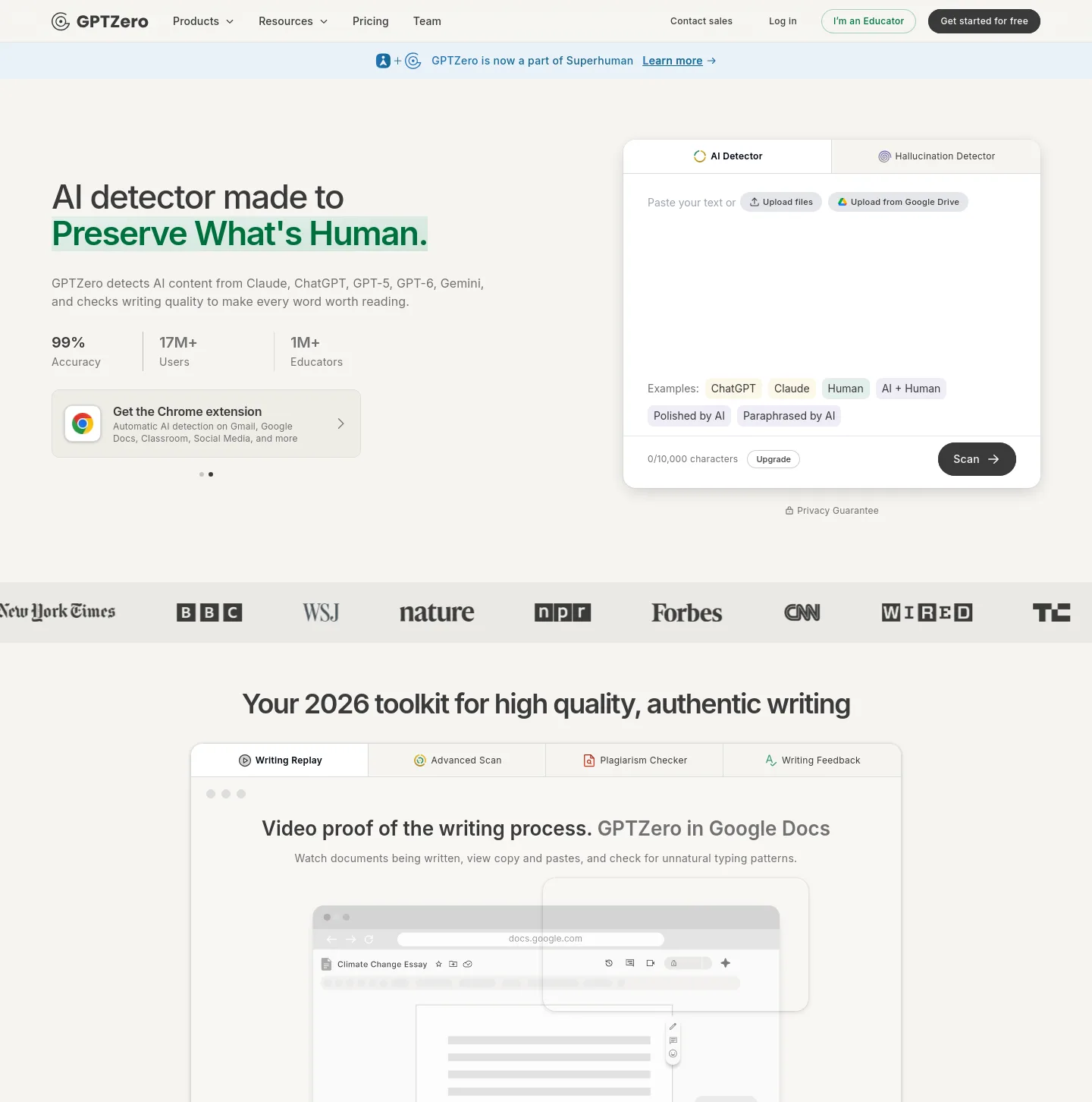 gptzero.me — a measured funnel