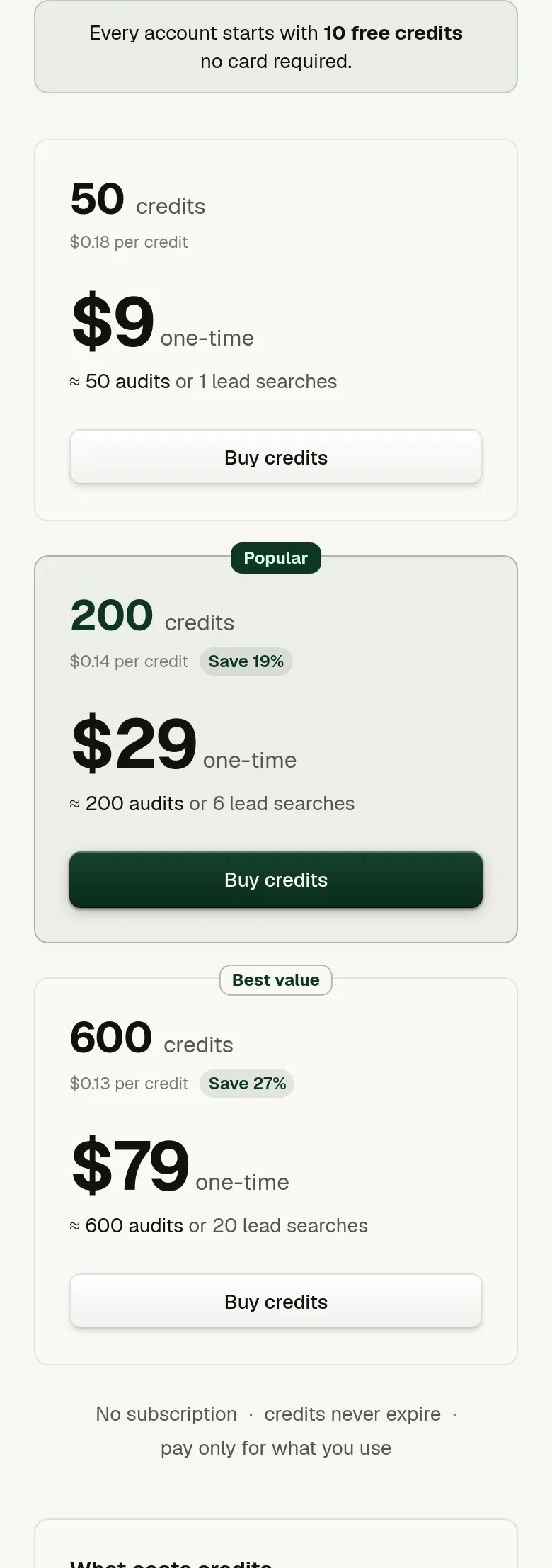 grademypage.com Pricing section