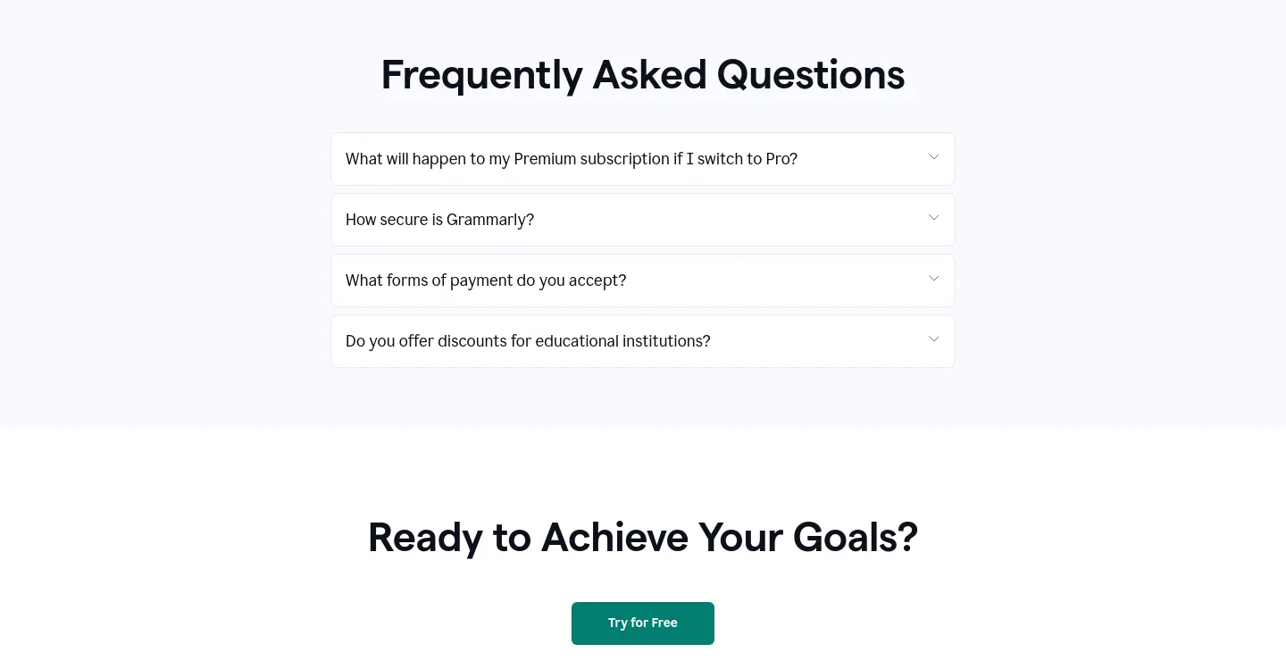 grammarly.com FAQ section