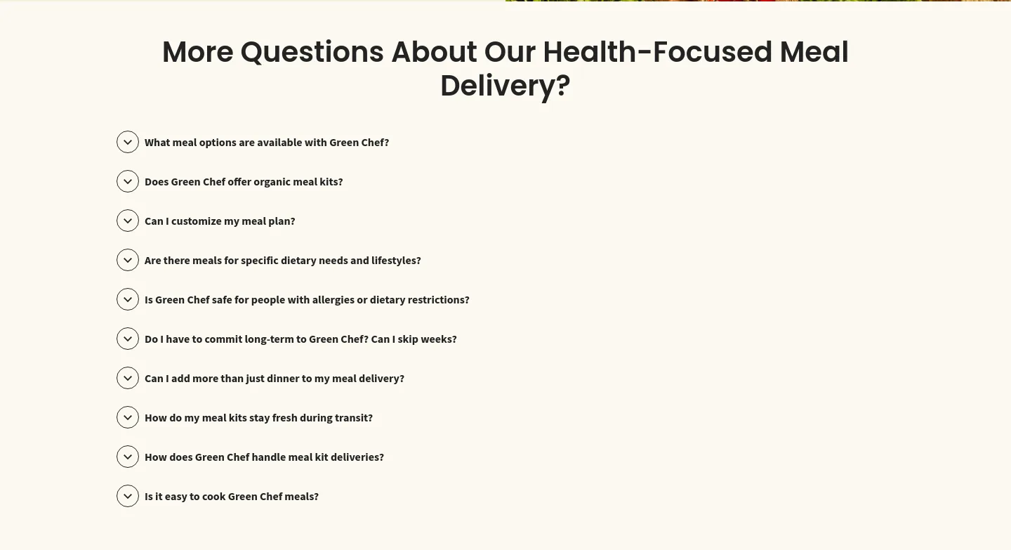 greenchef.com FAQ section