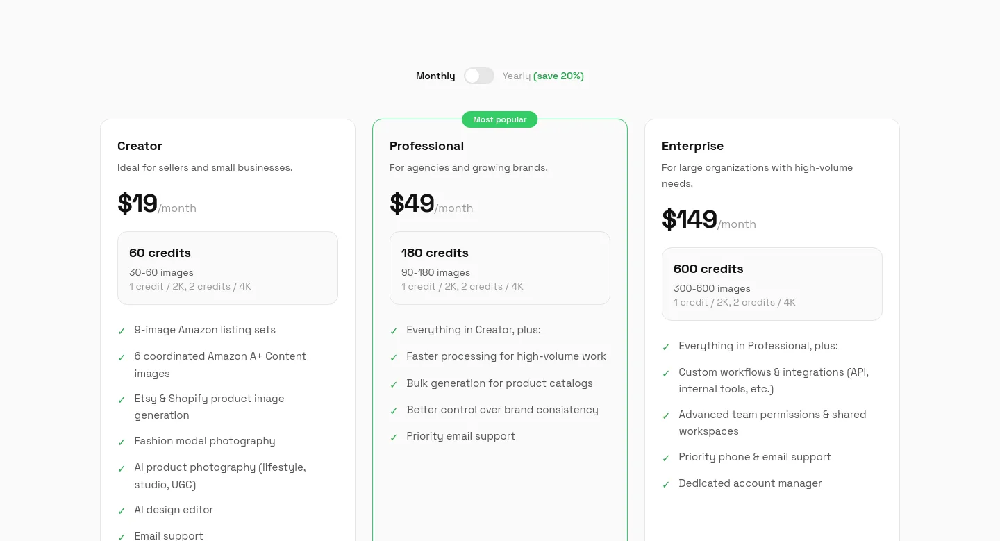 greenonion.ai Pricing section