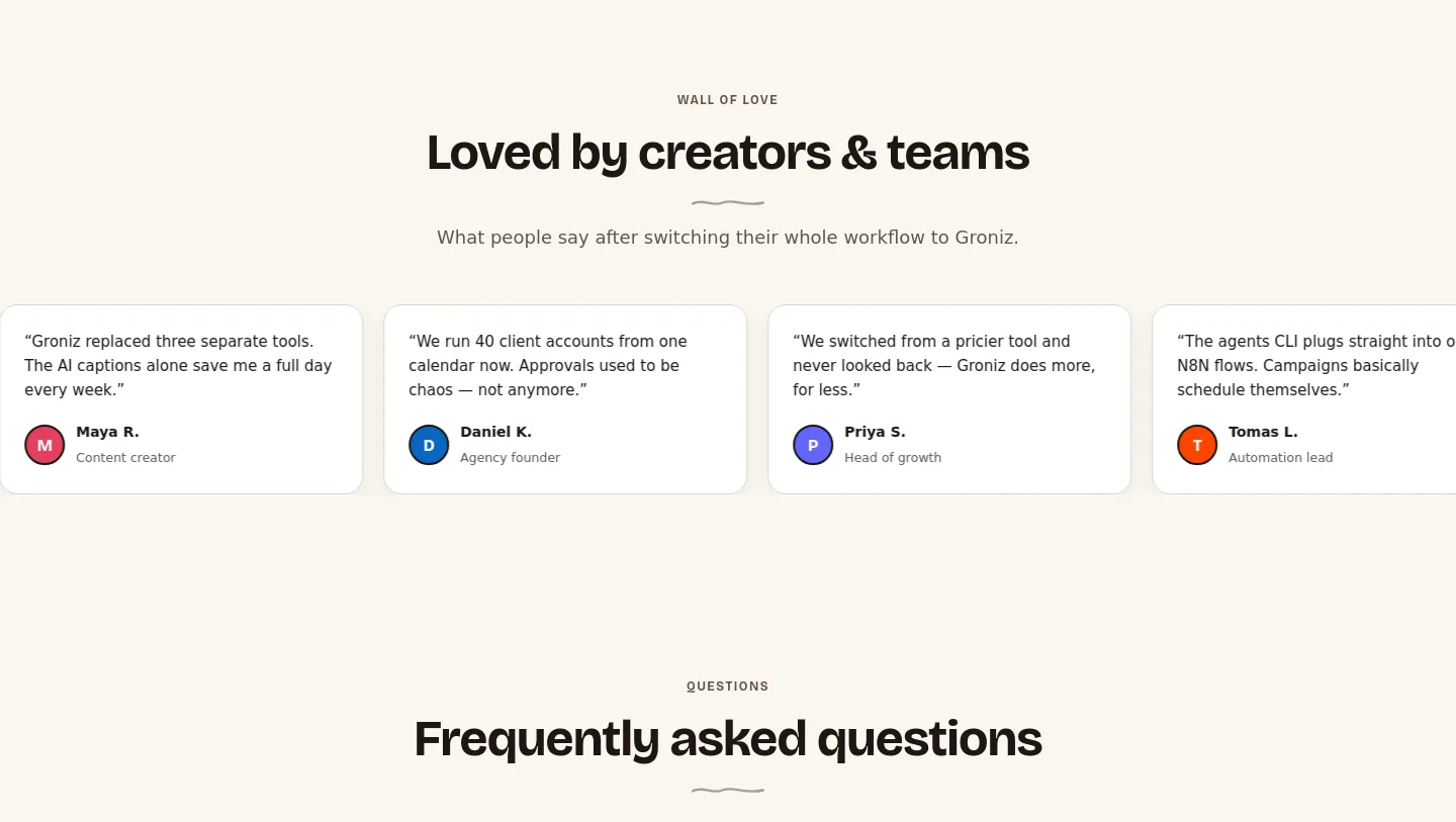 groniz.com — a real Logo Wall section