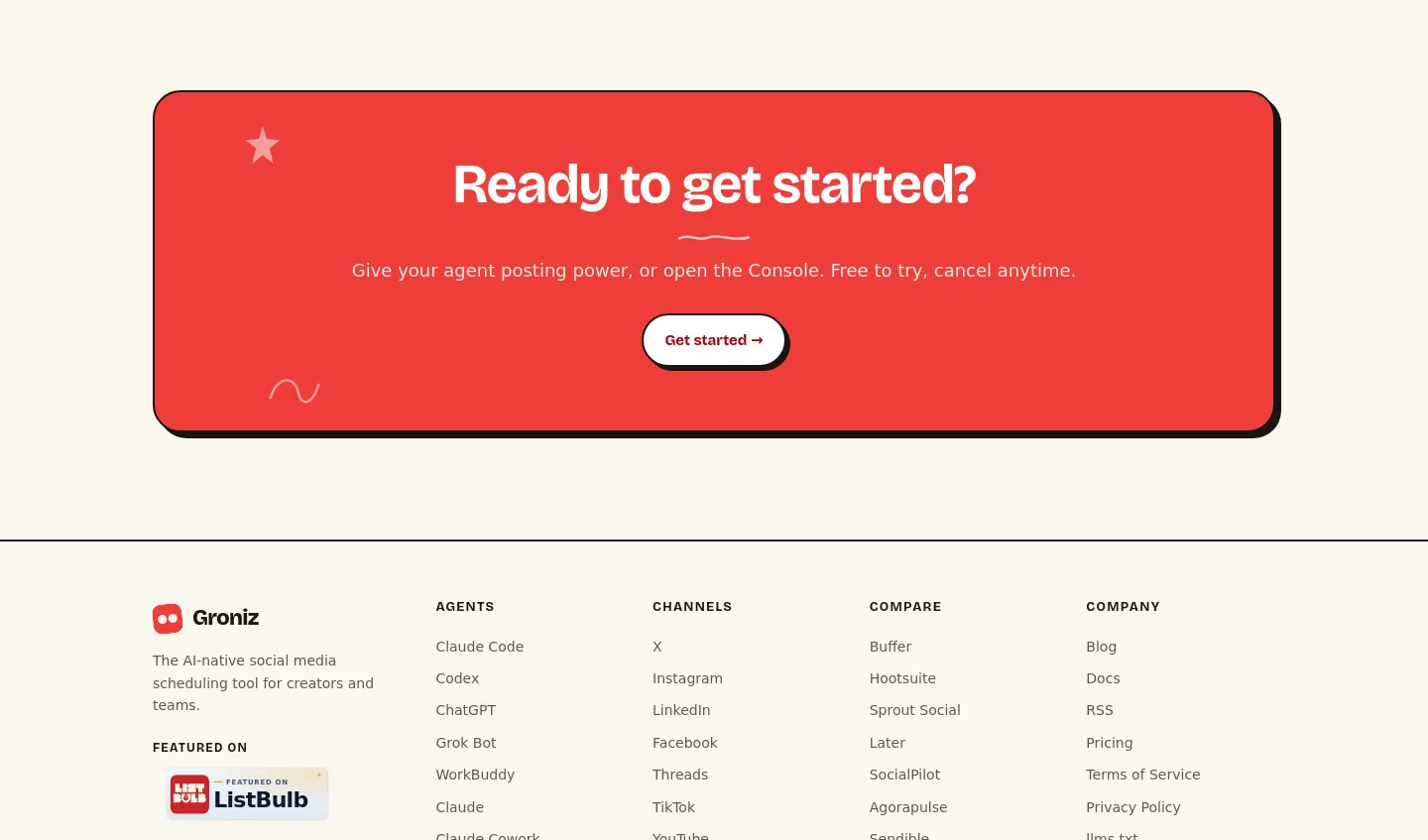 groniz.com CTA section