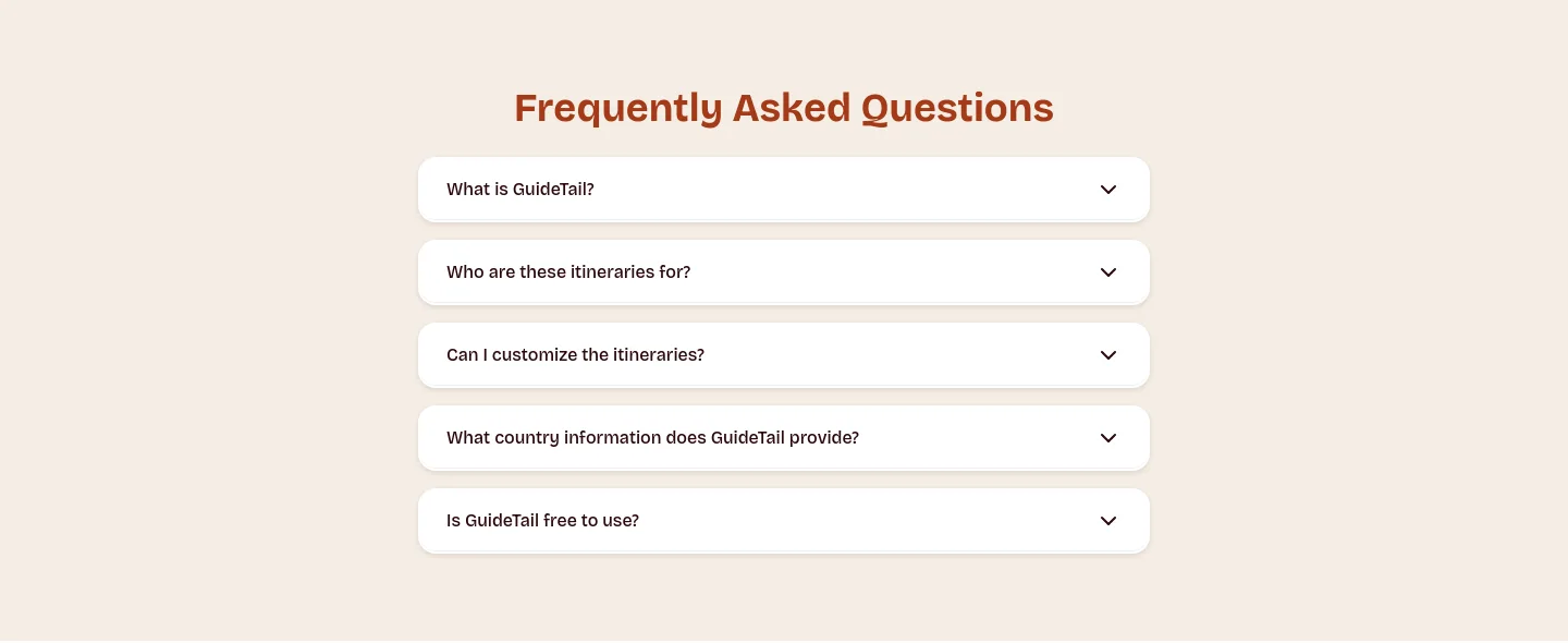 guidetail.com — a real FAQ section