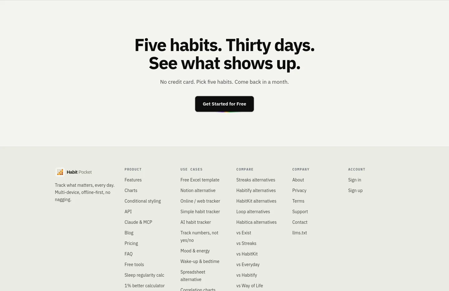 habitpocket.io CTA section