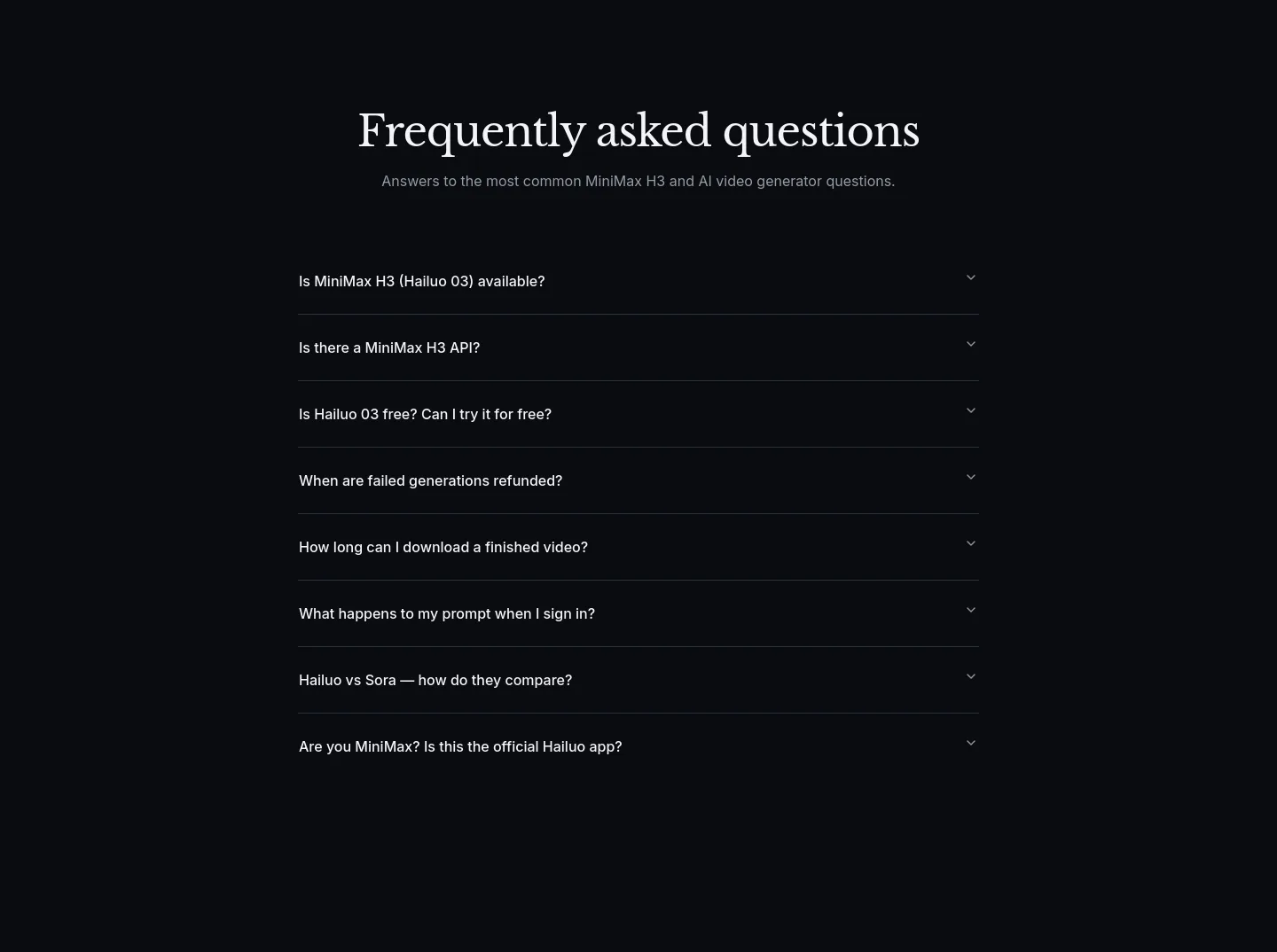 hailuo03ai.com FAQ section