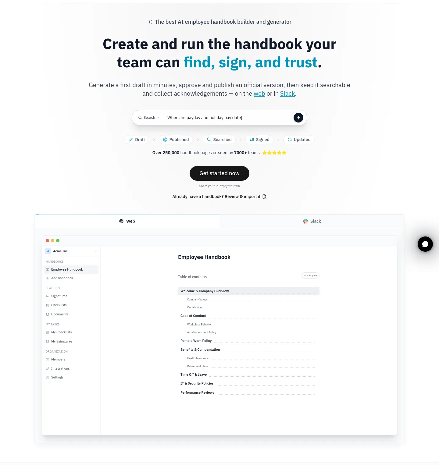 handbookhub.com — a real Hero section