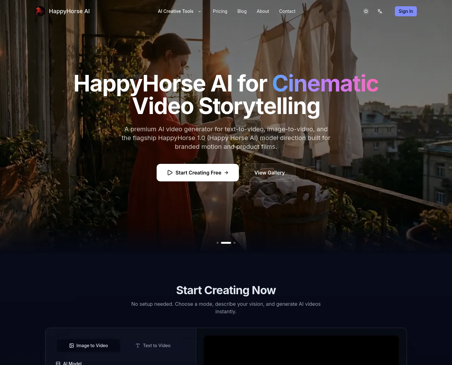 happyhorse-ai.ai — a real Hero section