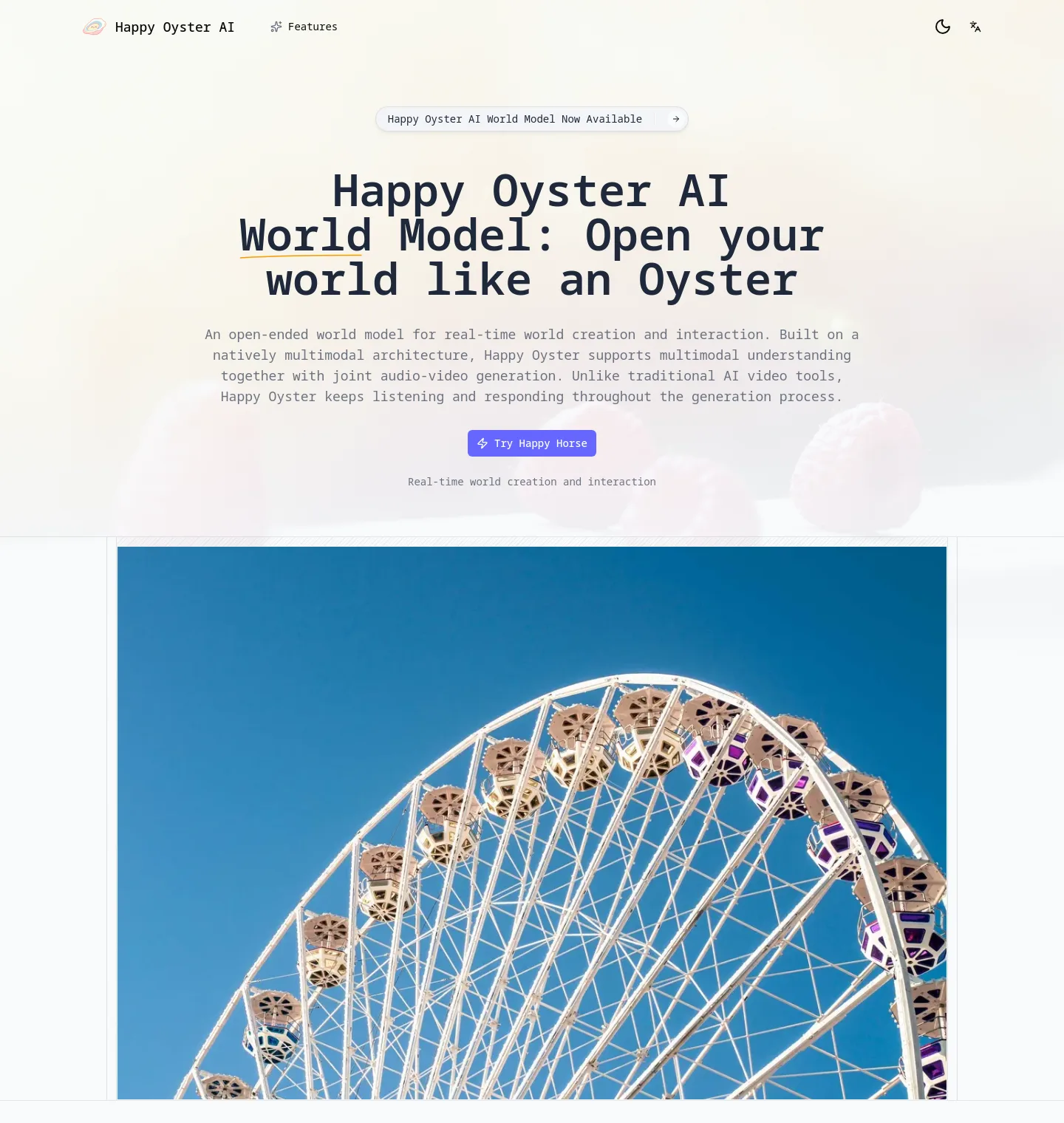 happyoyster-ai.com — a real Hero section