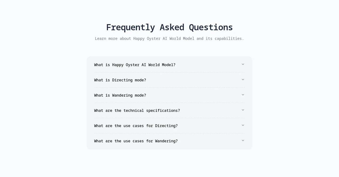 happyoyster-ai.com — a real FAQ section