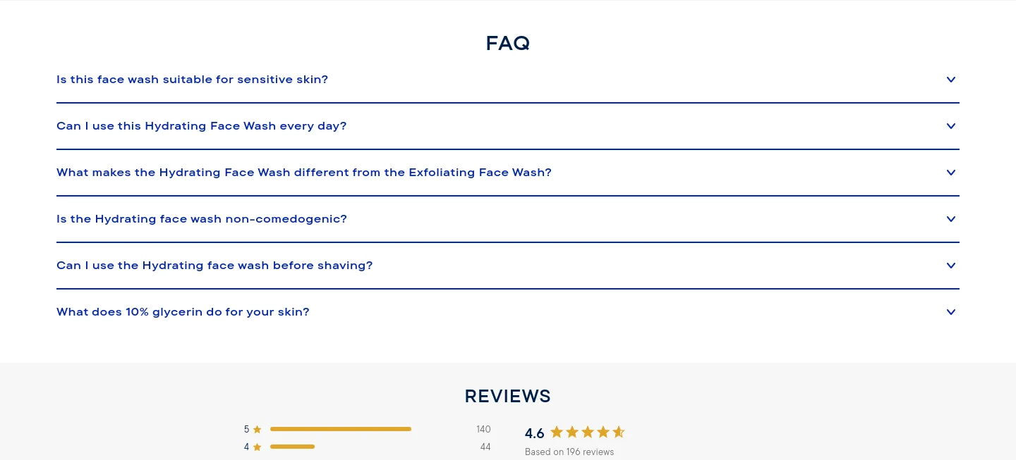 harrys.com FAQ section