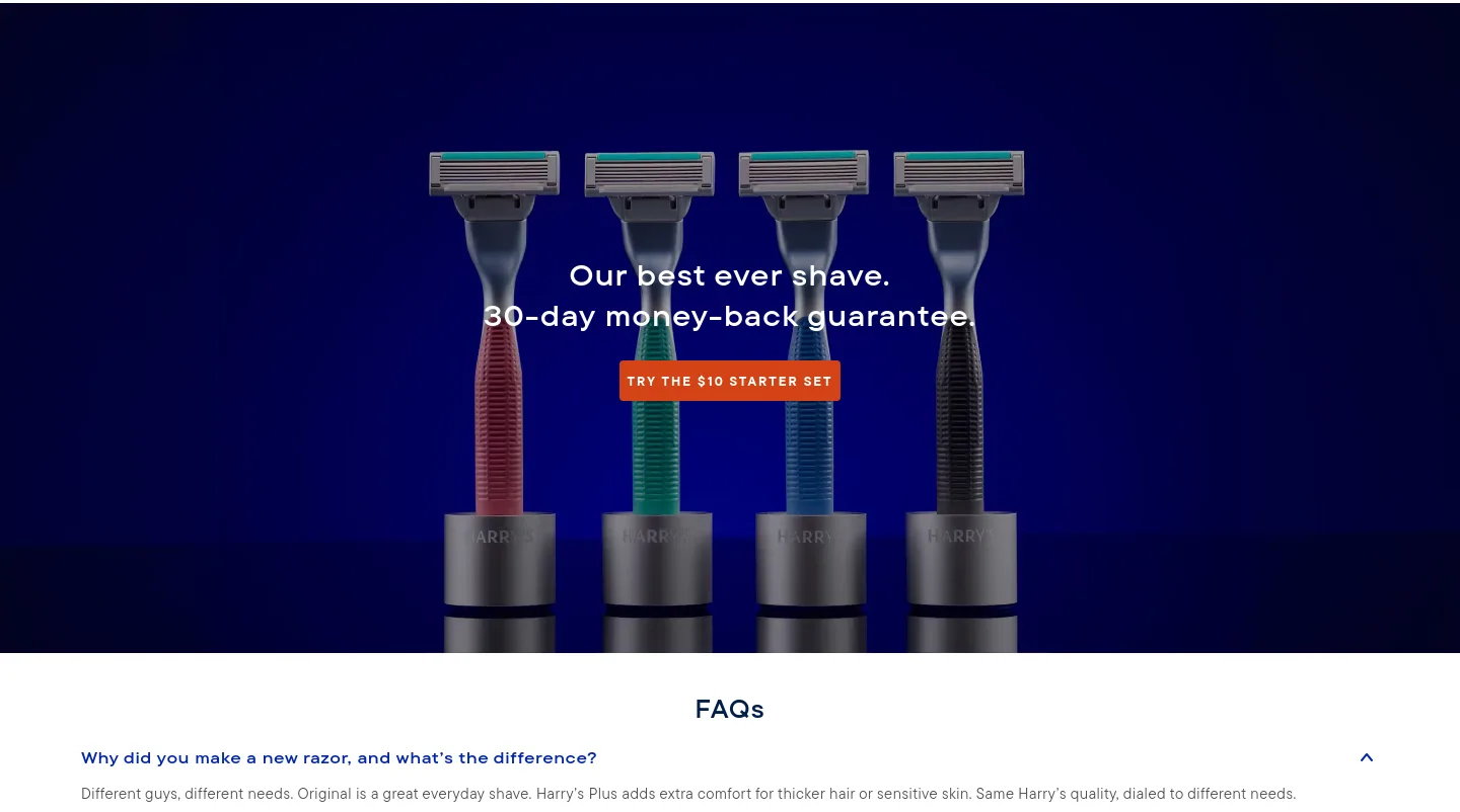harrys.com CTA section