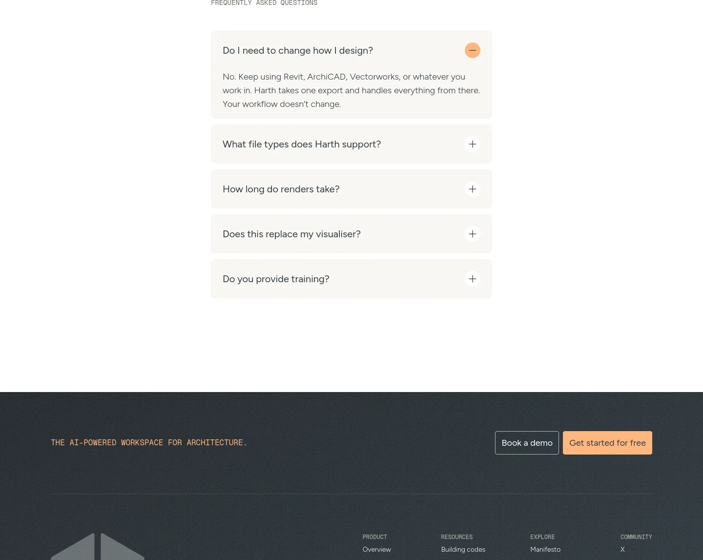 harth.build FAQ section