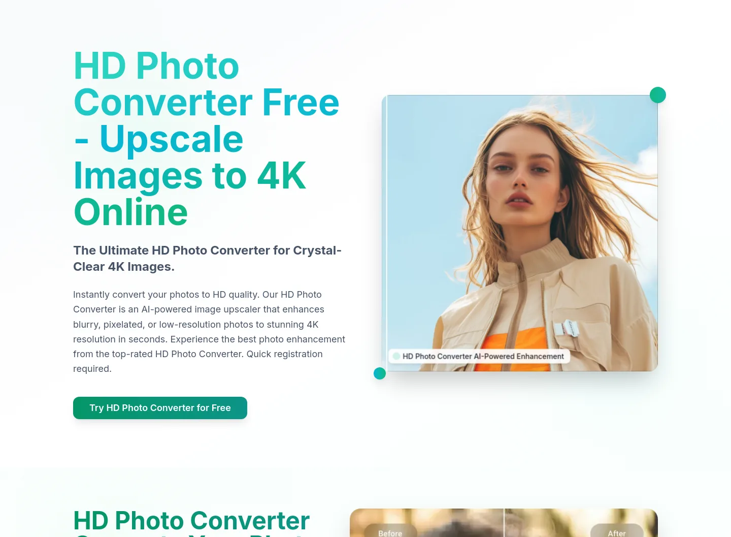 hdphotoconverter.online — a real Hero section