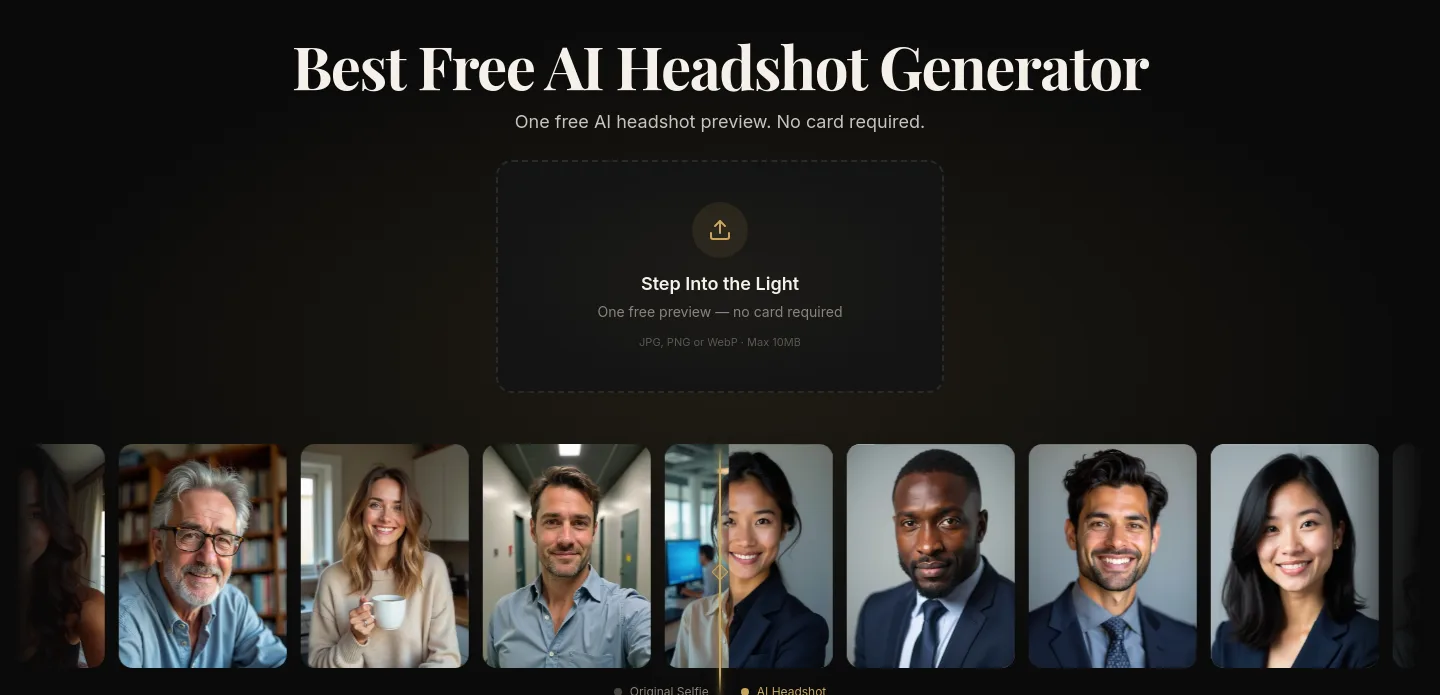 headshotgenerators.ai — a real Hero section