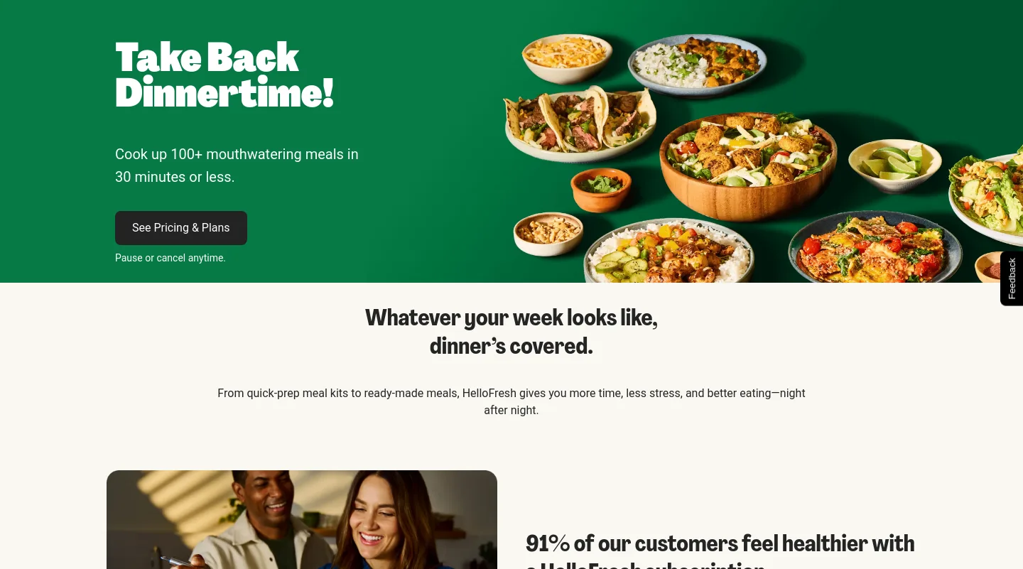 hellofresh.com Hero section