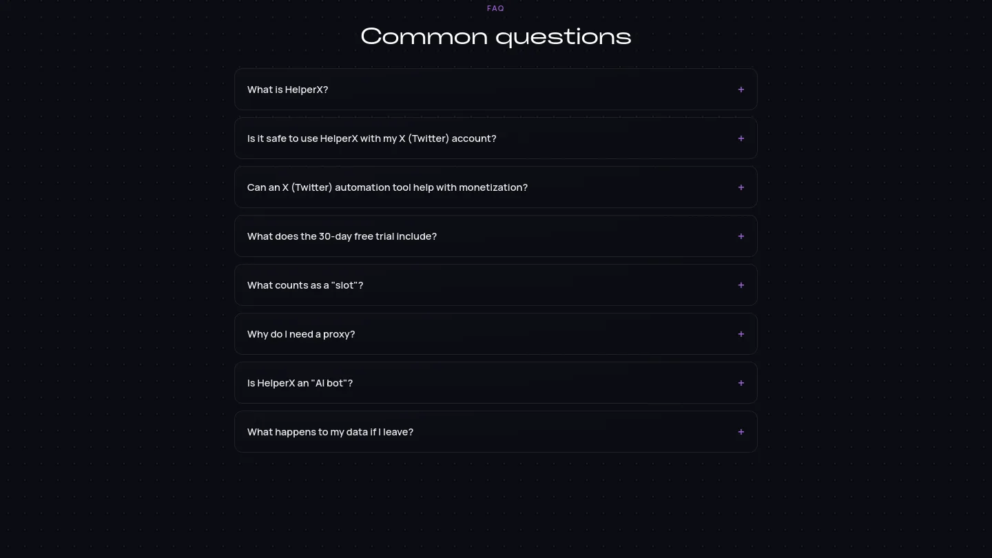 helperx.app FAQ section