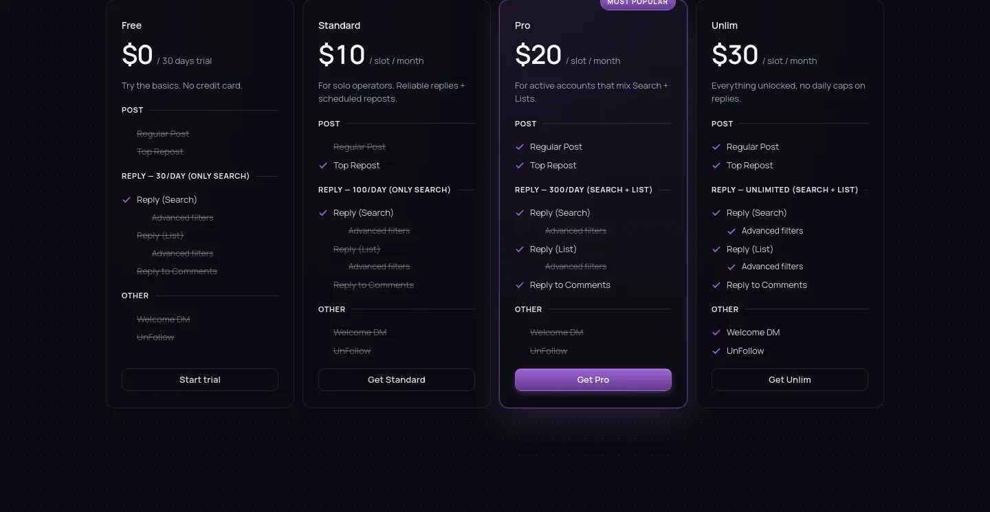 helperx.app Pricing section