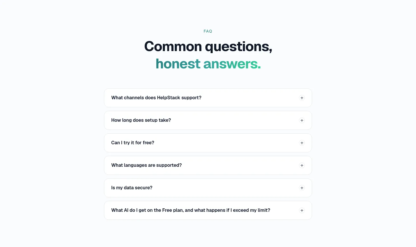 helpstack.eu FAQ section