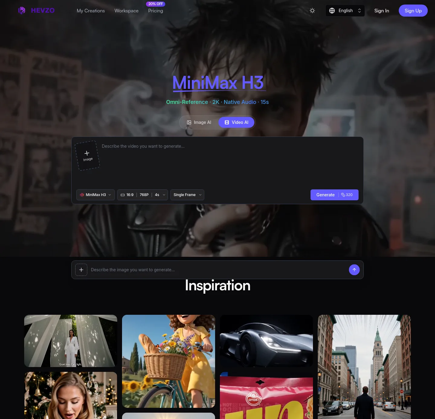 hevzo.com — a real Hero section