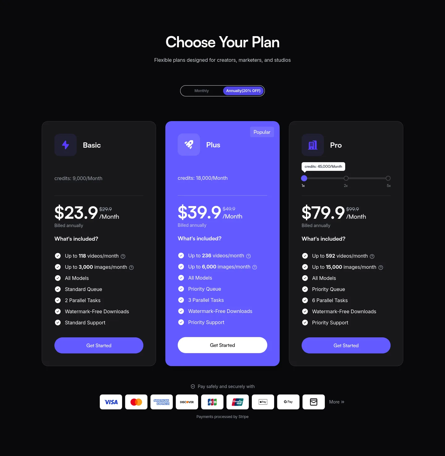 hevzo.com Pricing section