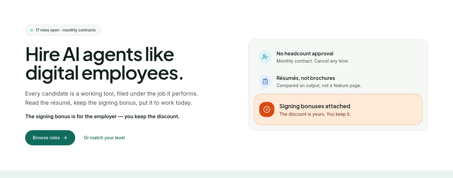 hiringfa.st — a real Hero section