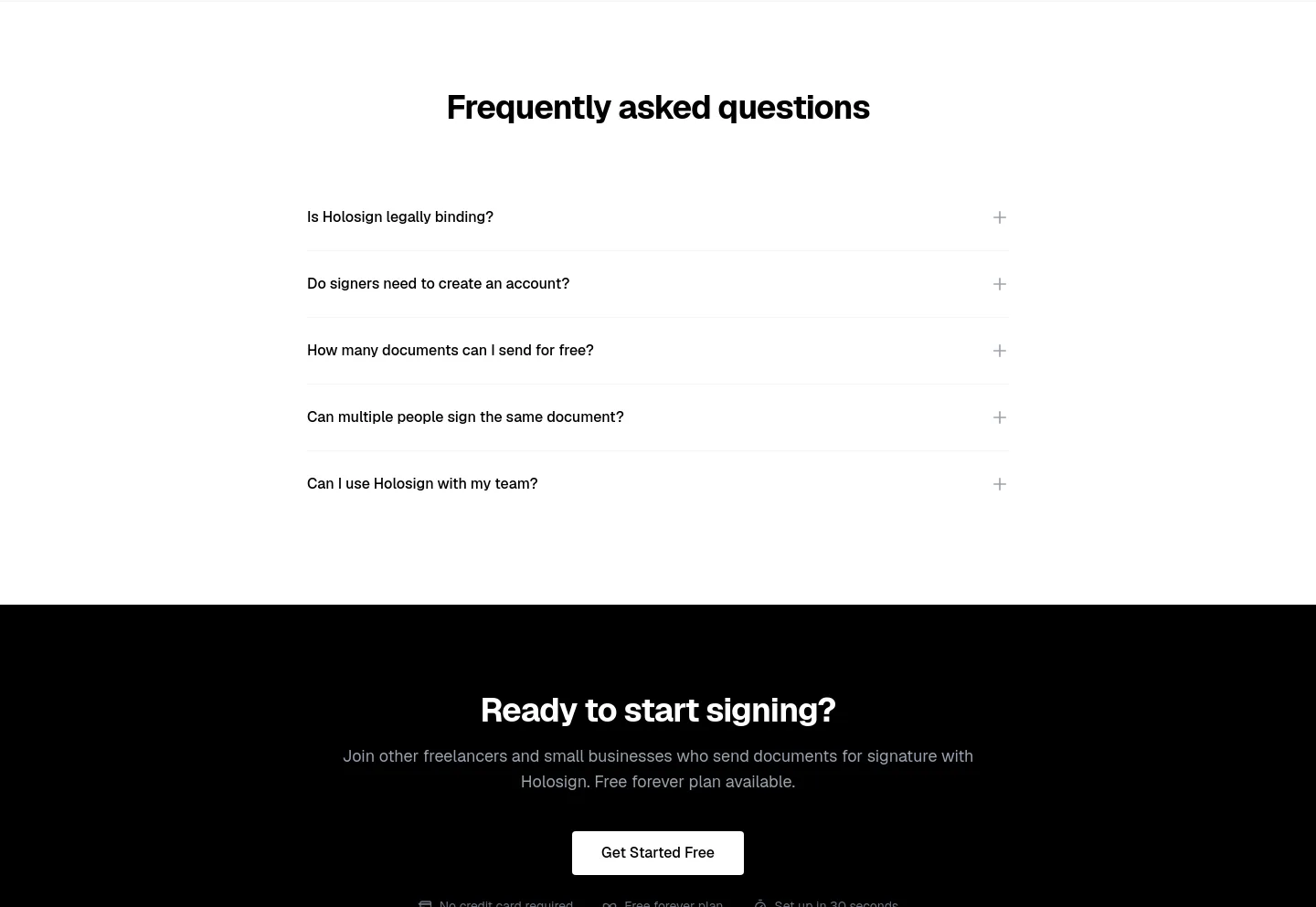 holosign.co FAQ section