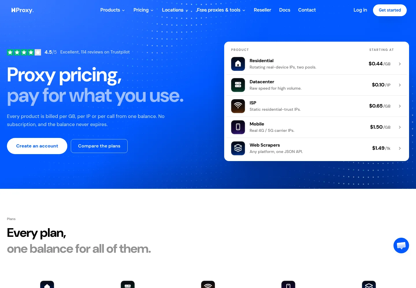 hproxy.com Hero section