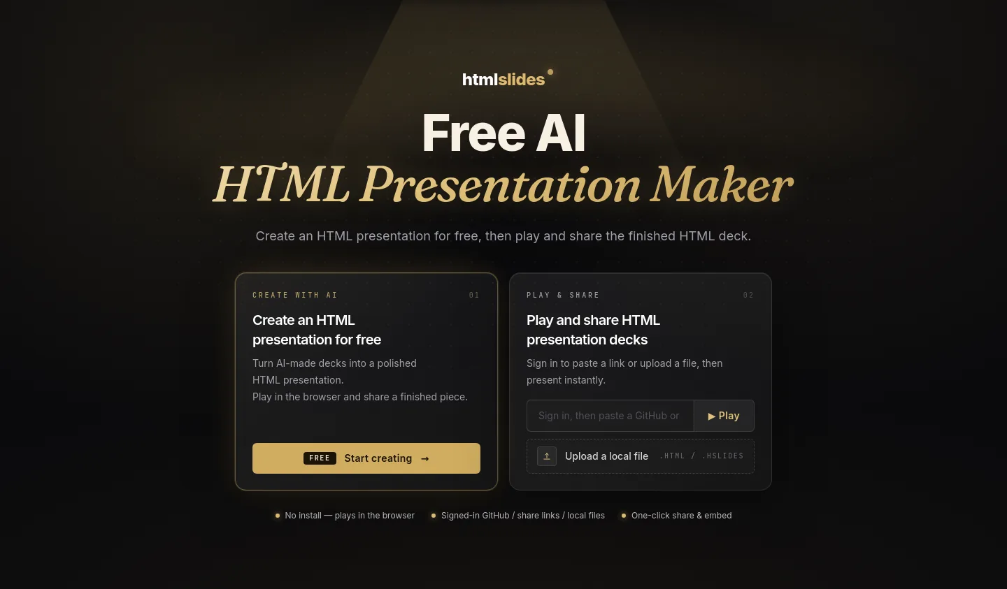 htmlslides.ai — a real Hero section