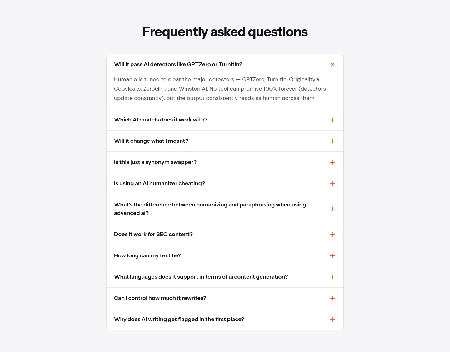 humanio.me — a real FAQ section