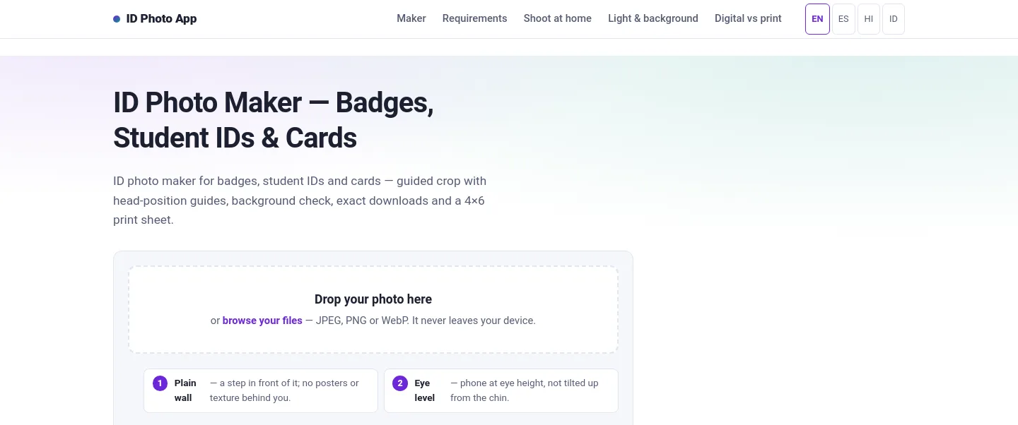 idphotoapp.passports.pics — a measured funnel