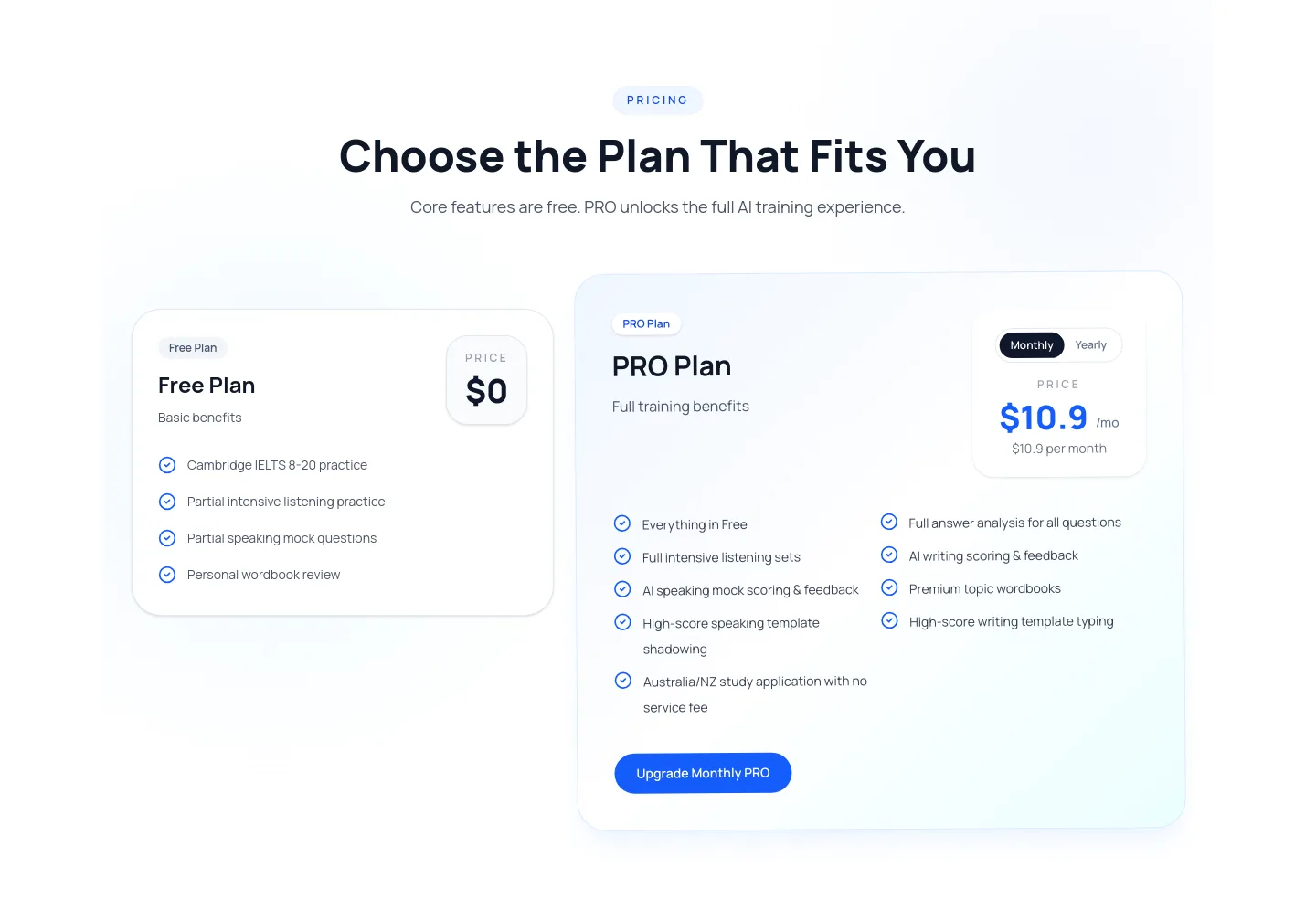 ielts.youshowedu.com — a real Pricing section