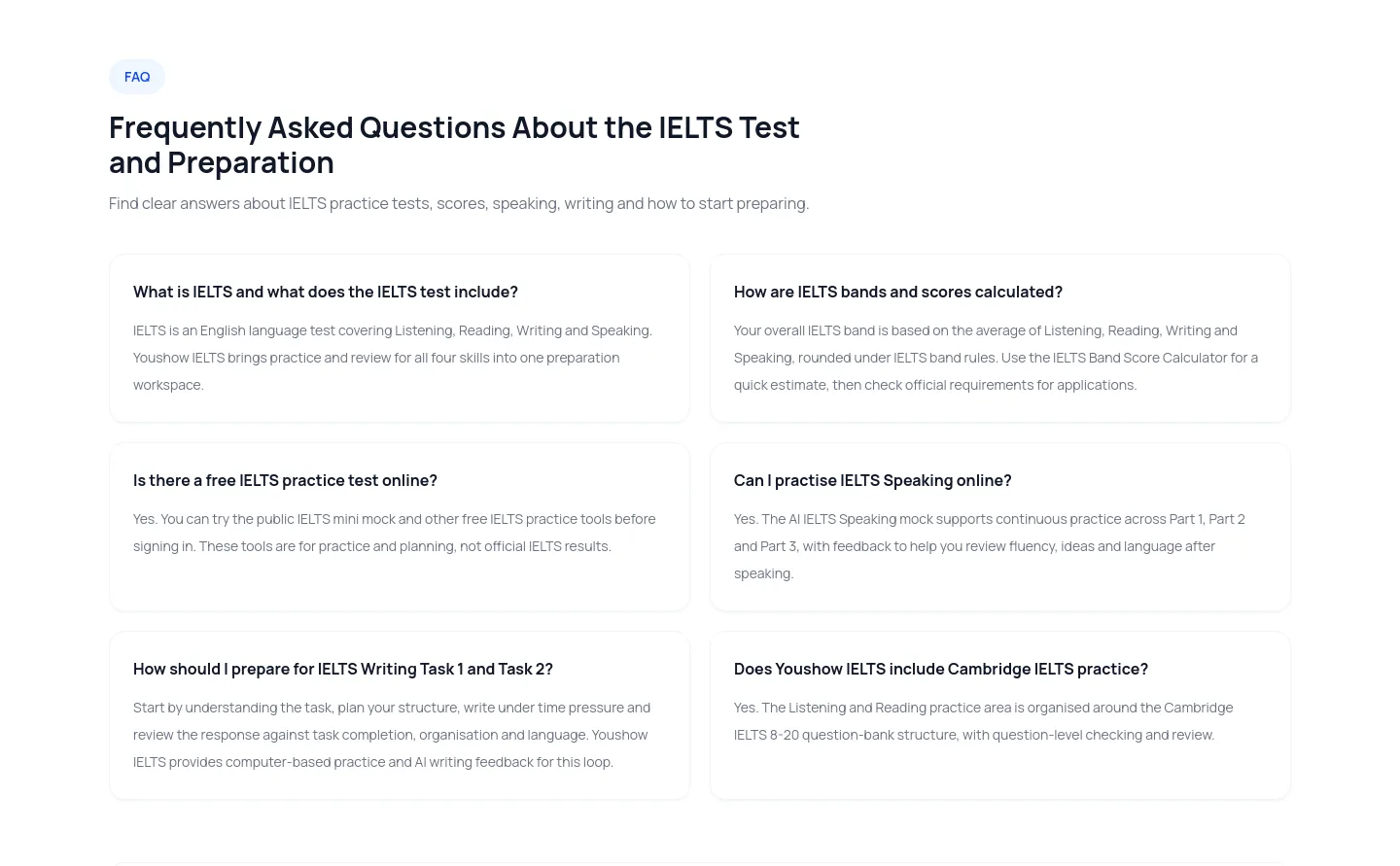ielts.youshowedu.com — a real FAQ section