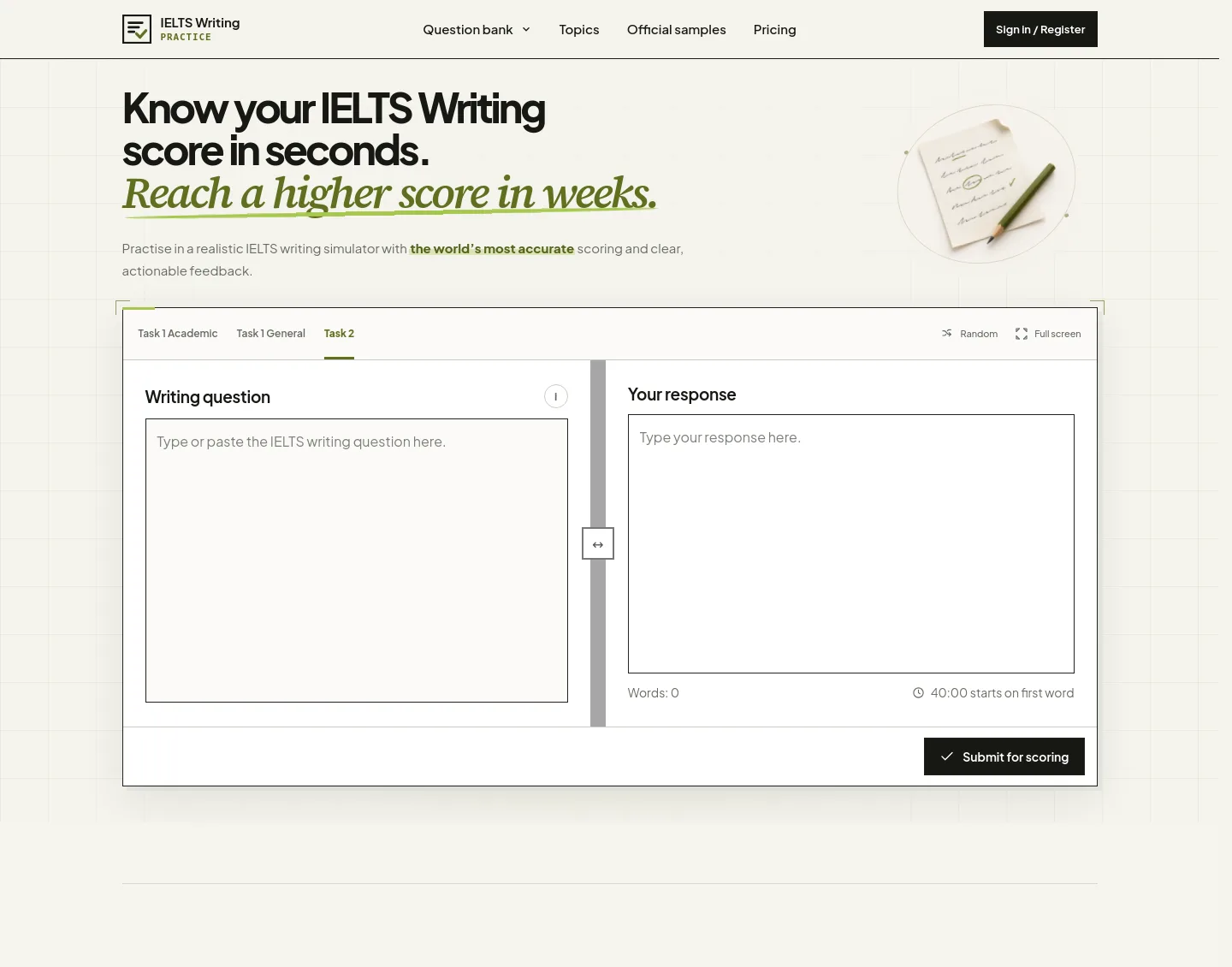 ieltswritingpractice.app — a measured funnel