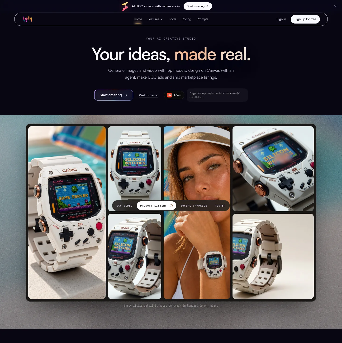 igly.ai — a real Hero section