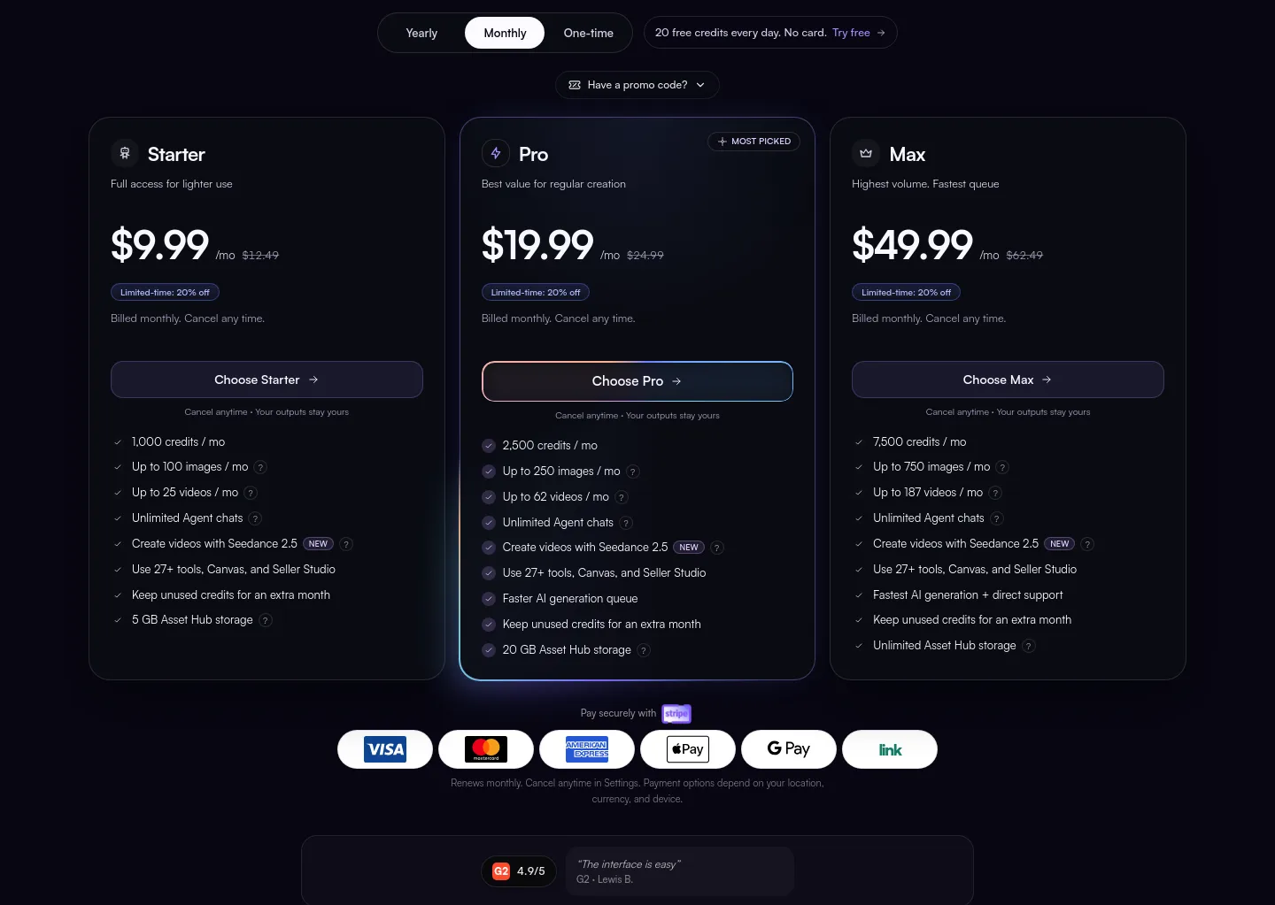 igly.ai Pricing section