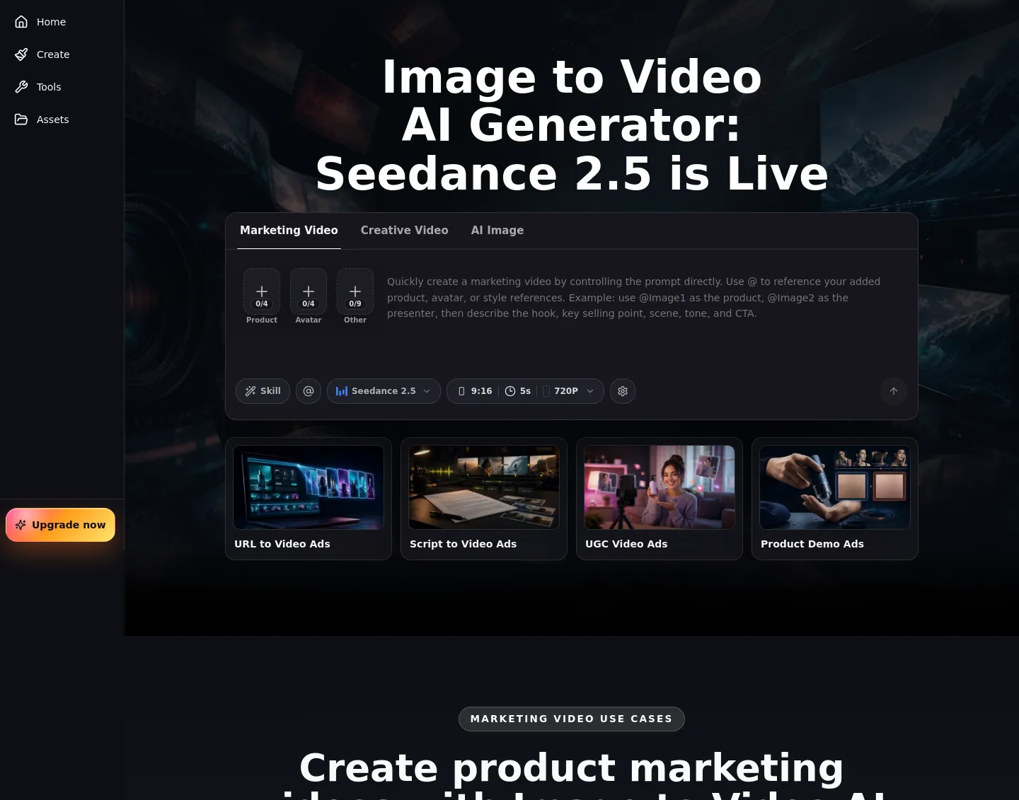image-to-video-ai.best — a real Hero section