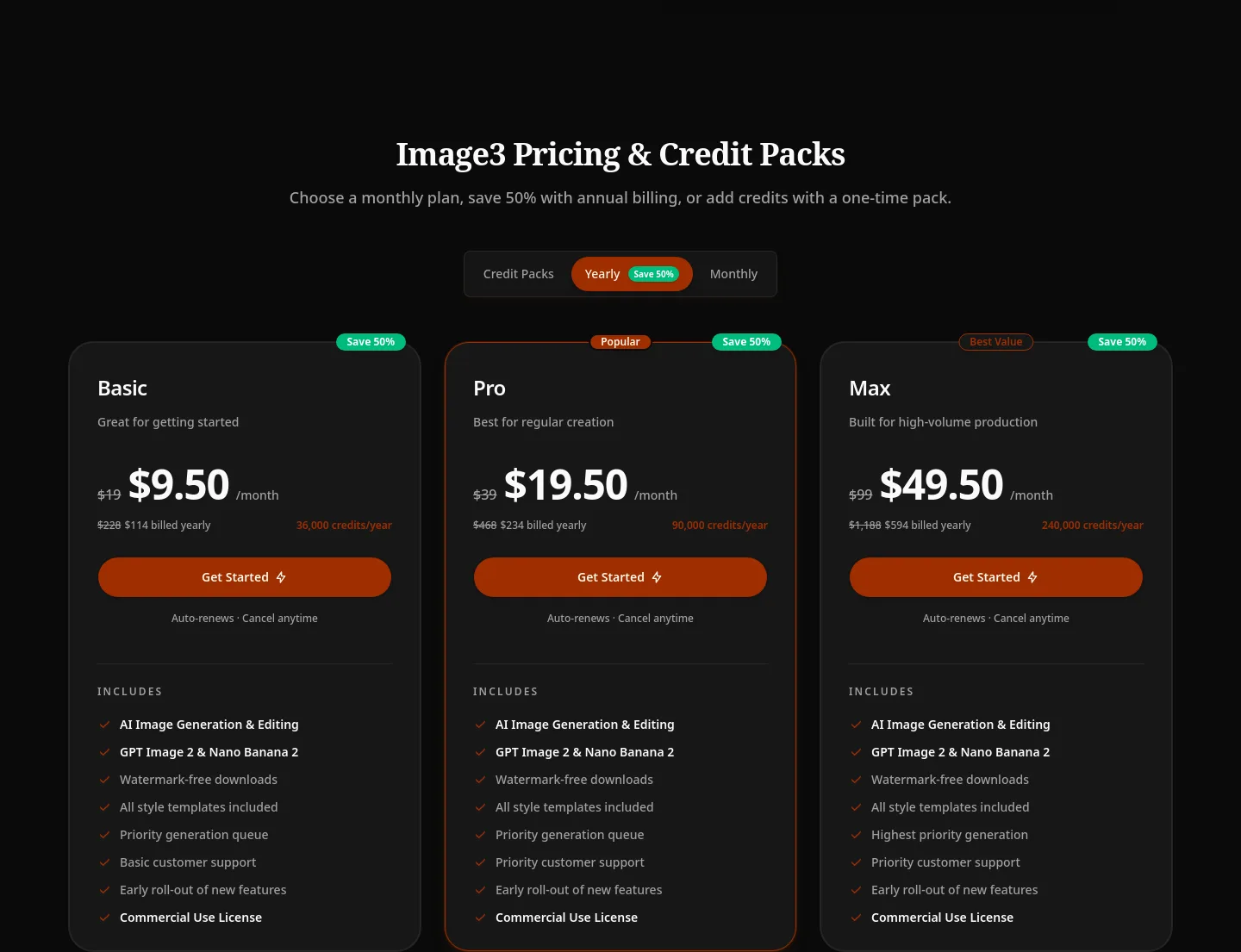 image3.app Pricing section