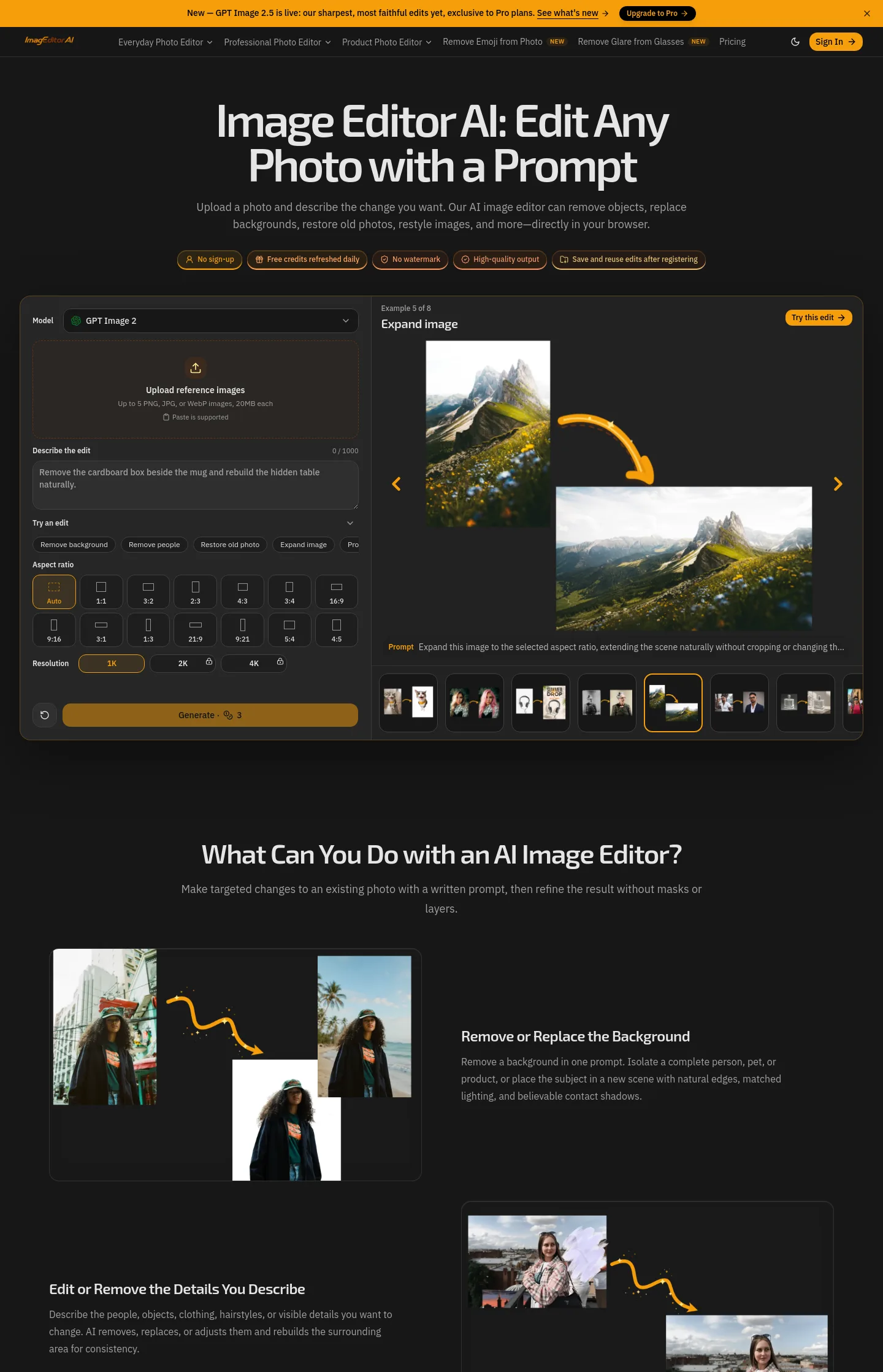 imageditorai.com — a measured funnel