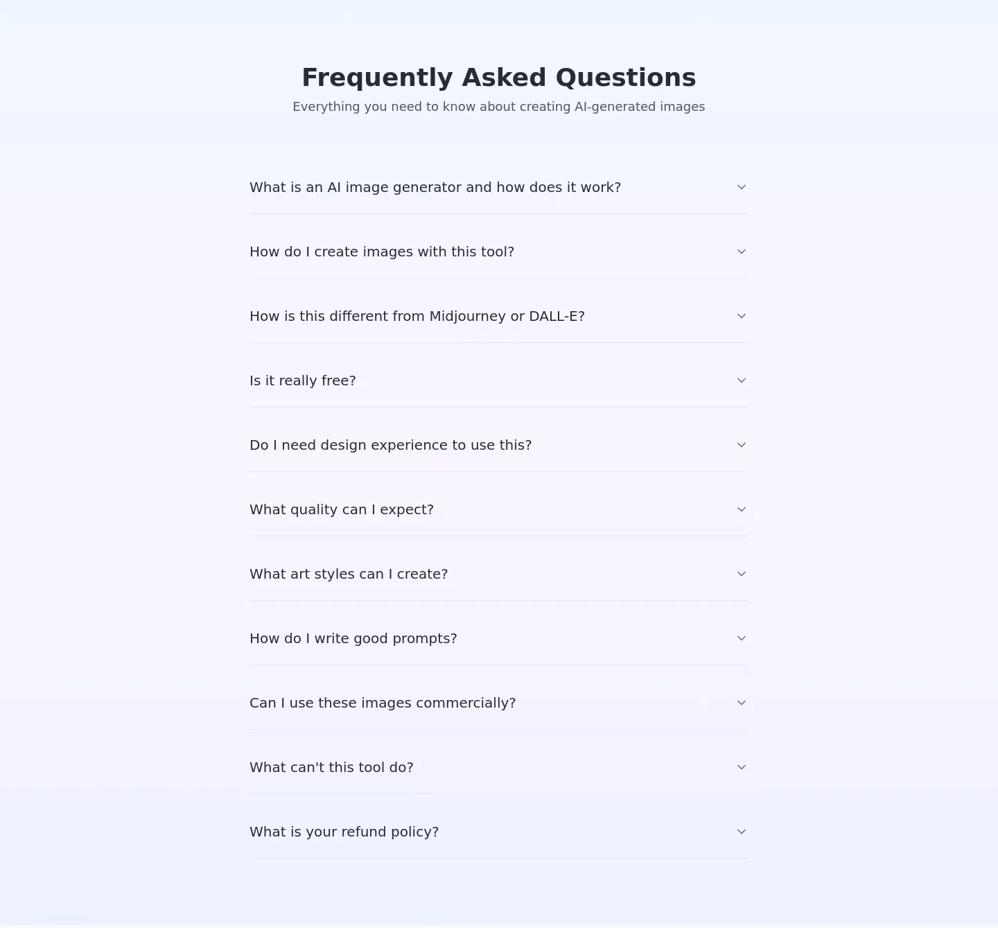 imagesart.ai FAQ section