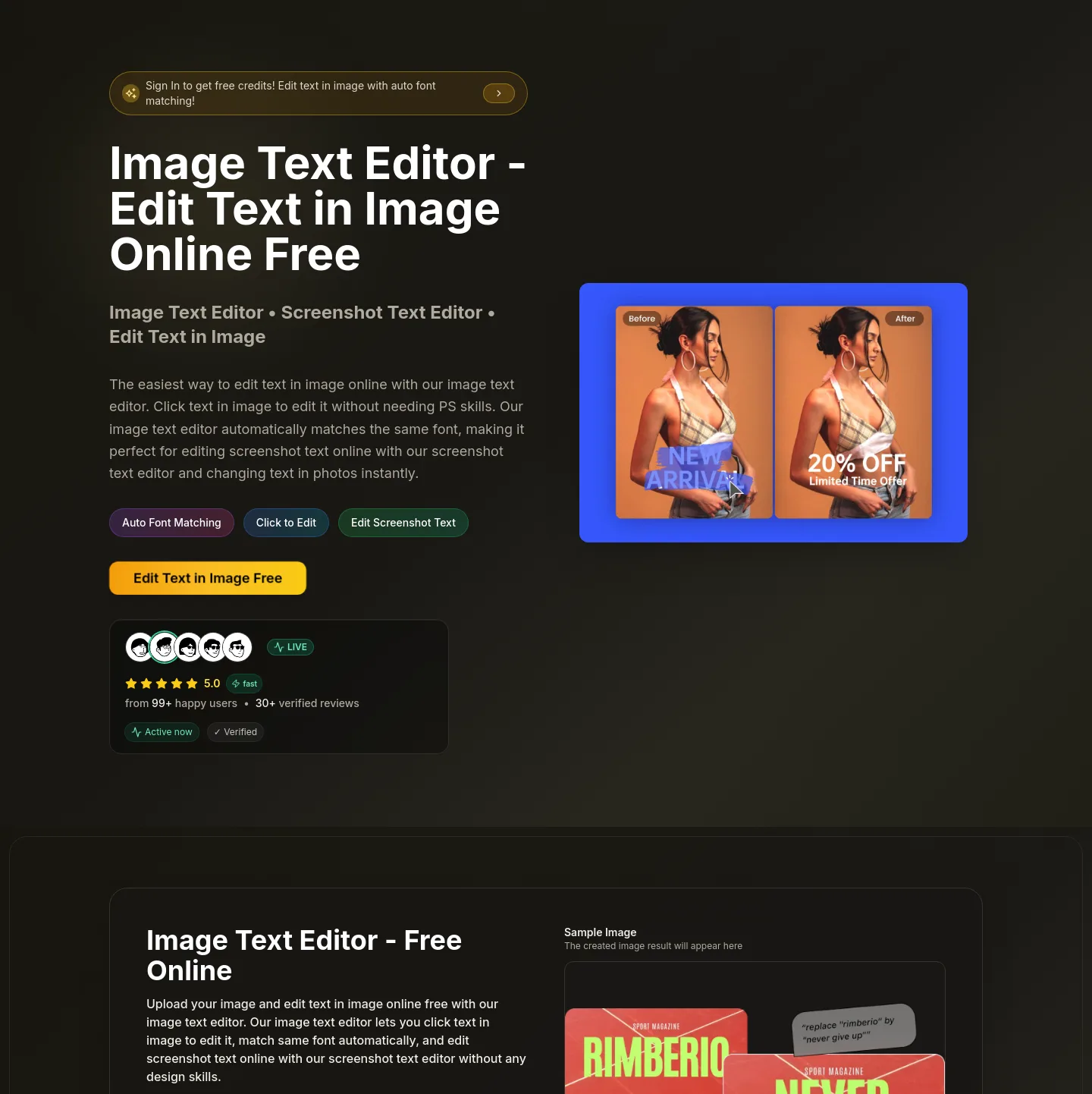 imagetexteditor.app — a real Hero section