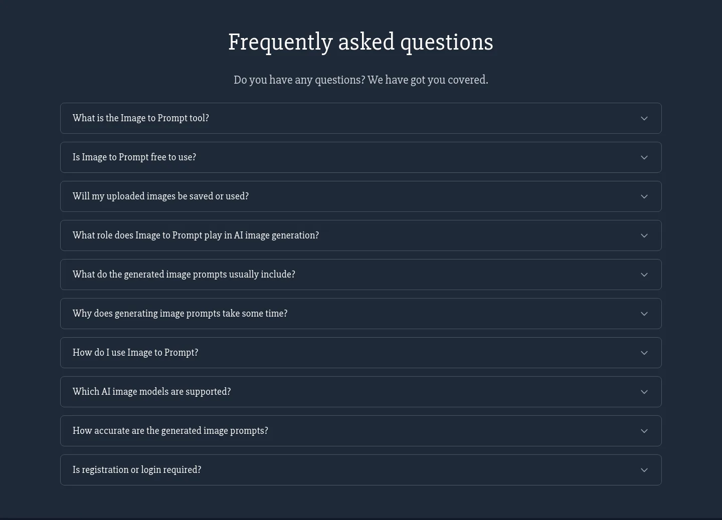 imagetoprompt.app — a real FAQ section